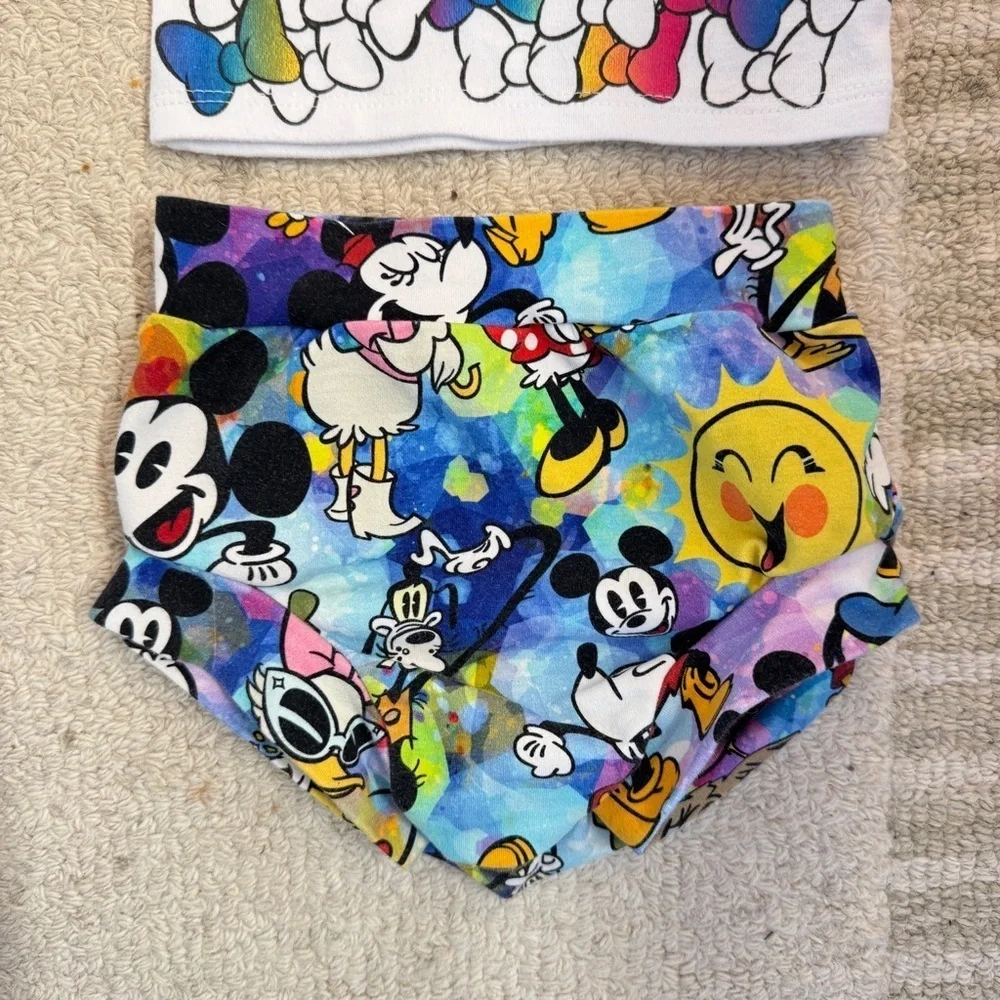 Minnie Mouse Rainbow Bow Tank and Mickey Print Shorts Set